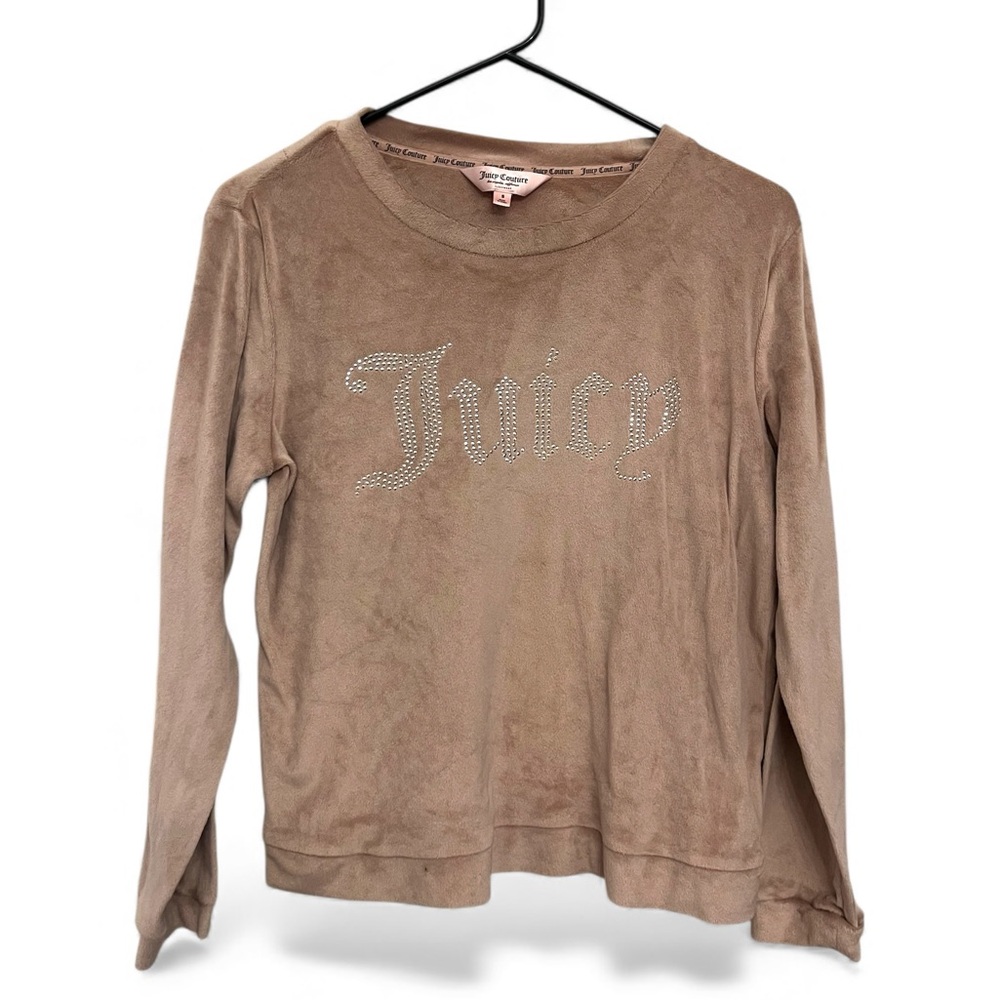 Y2K Juicy Couture Rhinestone Long Sleeve Pj Top Beige/Pink Size Small TOP ONLY